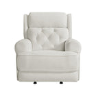 Snow White Fabric Power Recliner Glider - Tufted Back Detail | Bambi Baby