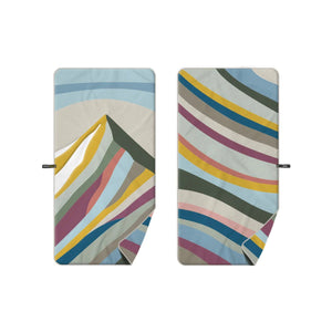 Dunes Microfiber Quick-Dry Beach Towel - Front & Reverse Flat Lay, Mountain Peak Multicolor Stripe Print | Bambi Baby