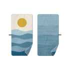 Coast Microfiber Quick-Dry Beach Towel - Front & Reverse Flat Lay, Blue Ocean Wave and Sun Print | Bambi Baby