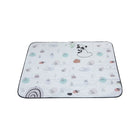 Tiny Love XL outdoor play mat angled flat lay showing panda & black binding detail | Bambi Baby