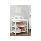 White Wood Sorelle Berkley Changing Table - Front View Styled Nursery | Bambi Baby