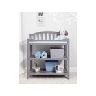 Gray Wood Sorelle Berkley Changing Table - Front View Styled Nursery | Bambi Baby