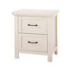Brushed White Wood Stella Baby Westin 2-Drawer Nursery Nightstand - Side Angle | Bambi Baby