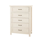 Brushed White Wood Stella Baby Westin 5 Drawer Tall Chest - Side Angle | Bambi Baby
