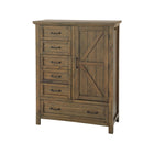 Harvest Brown Solid Wood Baby Registry Chifforobe with Barn Door Storage - Angle View | Bambi Baby