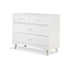White Wood Sorelle Soho 4 Drawer Dresser with Silver Hardware - Three Quarter View | Bambi Baby