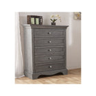 Distressed Granite Wood Pali Ragusa 5 Drawer Tall Chest - Side Angle Detail View | Bambi Baby