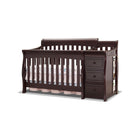 Espresso Wood Sorelle Princeton Elite Convertible Crib and Changer with 3 Drawers - Three Quarter View | Bambi Baby