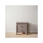 Flint Matte Hardwood Edison Nightstand Two Drawers in Lifestyle Setting - Front View | Bambi Baby