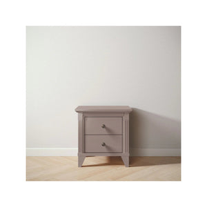 Flint Matte Hardwood Edison Nightstand Two Drawers in Lifestyle Setting - Front View | Bambi Baby