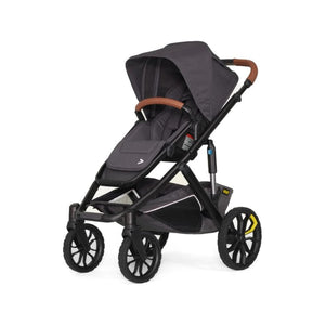 Charcoal Grey Veer Switch&Roll All-Terrain Stroller with Tan Leather Handle - Side Profile | Bambi Baby