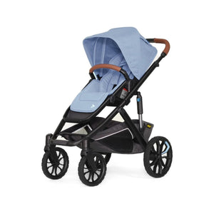 Blue Beryl Veer Switch&Roll All-Terrain Stroller with Tan Leather Handle - Side Profile | Bambi Baby
