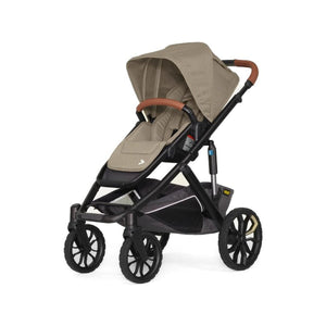 Brown Mica Veer Switch&Roll All-Terrain Stroller with Tan Leather Handle - Side Profile | Bambi Baby