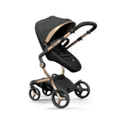 mima Xari Max Black & Gold Premium Full-Size Stroller - 3/4 Angle White Background | Bambi Baby