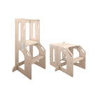 Natural Wood Kitchen Tower - Tower and Desk Configurations Comparison View | Bambi Baby