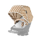 Chestnut Check OEKO-TEX Fabric Stroller Canopy - Overhead 3/4 View on Seat Unit | Bambi Baby