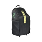 Black Orbit Baby Car Seat Travel Bag with Yellow Gate Check Flap on Wheels - 3/4 Front View | Bambi Baby