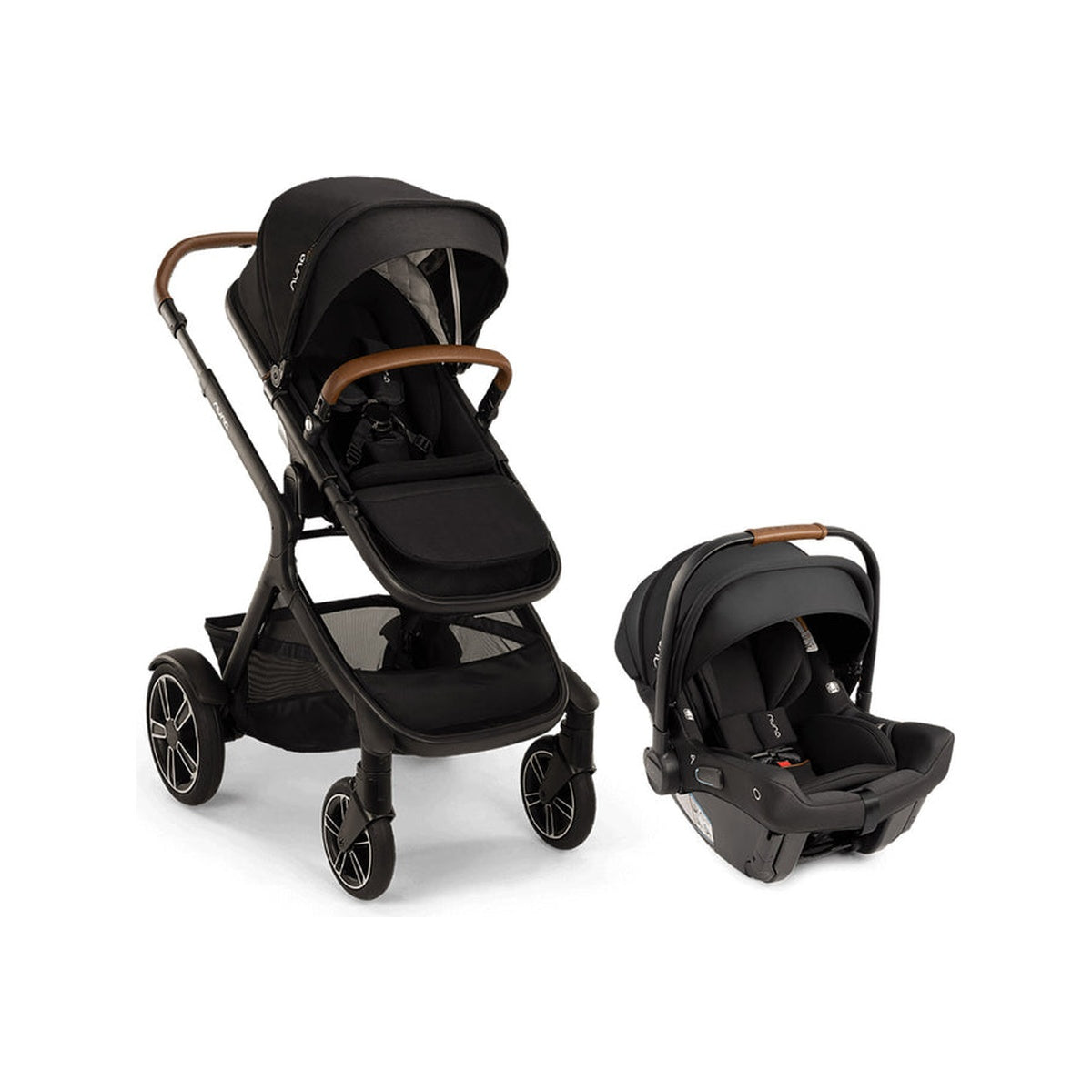Nuna PIPA Urbn and DEMI Next with Rider Board Travel System in Caviar- Bambi Baby