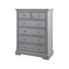 Cloud Grey Solid Wood Westwood Hanley 5 Drawer Tall Nursery Chest - Front Angle View | Bambi Baby