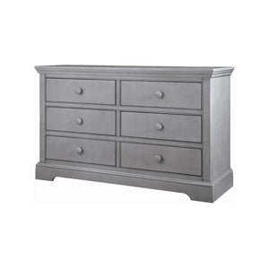 Cloud Grey Solid Wood Westwood Hanley 6 Drawer Nursery Dresser - Front 3/4 View | Bambi Baby