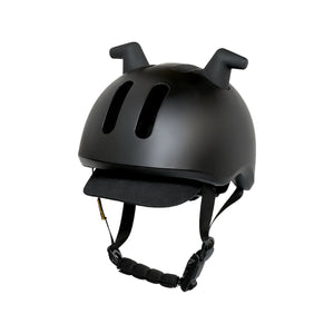 Matte Black Doona Liki Kids Helmet with Silicon Horns - Three-Quarter Angle | Bambi Baby