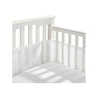 White Breathable Mesh Mini Crib Liner - Angled Interior View | Bambi Baby