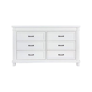 Pure White appleseed Rowan Double Dresser with Black Hardware - Front View Silo | Bambi Baby