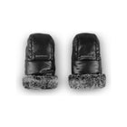 Black Quilted UPPAbaby CozyHandmuffs Luxe Lyla with Grey Faux Fur Trim - Pair Back View | Bambi Baby