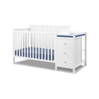 White Wood Sorelle Essex Crib and Changer with Storage Drawers - Side Angle View | Bambi Baby