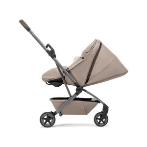 Sandy Taupe Joolz Aer2 Nest to Seat Newborn Nest on Stroller Frame - Side View | Bambi Baby