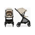 Cream/Matte Black DFY R1 Lightweight Stroller - Front & Side Profile Dual View | Bambi Baby