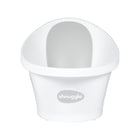 White Shnuggle Baby Bath with Grey Bum Bump Support - Angled Top View | Bambi Baby