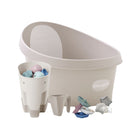 Taupe Plastic Shnuggle Toddler Bathtub with Toy Organiser & Bath Toys - Angled View | Bambi Baby