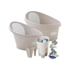 Taupe Shnuggle Splash & Grow 6-Piece Bath Bundle with Newborn Insert and Toddler Tub - Side View | Bambi Baby