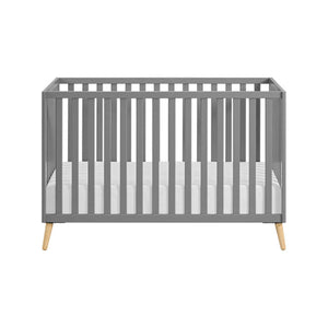 Midnight Slate Wood Island Crib with Natural Tapered Legs - Front View | Bambi Baby