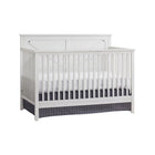 Barn White Solid Wood Oxford Baby Montauk 4-in-1 Convertible Crib - 3/4 Angle with Bedding | Bambi Baby