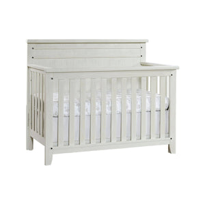 Rustic White Wood Soho Baby Ellison 4-in-1 Convertible Crib - 3/4 Angle View | Bambi Baby