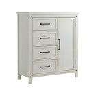 Rustic White Wood Ellison Chifferobe 4 Drawers & Closed Cabinet - Angled View | Bambi Baby