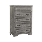 Brushed Pewter Wood Westwood Design Foundry 5 Drawer Chest - Side Angle View | Bambi Baby