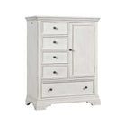Brushed White Wood Westwood Design Olivia Chifferobe with Five Drawers & Cabinet - Front Angle View | Bambi Baby