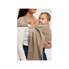 Taupe Linen Ring Sling - Front Carry with Infant, Gold Ring Detail | Bambi Baby