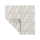 Grey Mosaic Vegan Leather Baby Play Mat - Partially Folded Overhead View with Toki Label | Bambi Baby