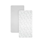 White & Grey Leaf Print Cotton Crib Fitted Sheets 2-Pack - Overhead Flat Lay | Bambi Baby