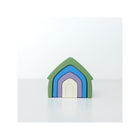 Green Blue Lavender Cream Silicone Playhouse Stacker Toddler Toy - Stacked View | Bambi Baby