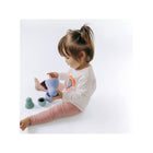 Toddler Stacking Blue Silicone Nesting Dolls for Toddlers - Side Lifestyle Shot | Bambi Baby