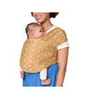 Camel Harvest Knit Ergobaby Aura Wrap Baby Carrier - Newborn On Model Three-Quarter View | Bambi Baby