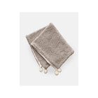 7AM Enfant Oatmeal Teddy Fleece Baby Blanket with Cream Pom-Poms - Top View | Bambi Baby