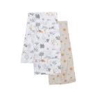 White & Beige Cotton Muslin Newborn Swaddle Blanket 2-Pack, Jungle & Sun Print - Flat Lay | Bambi Baby