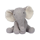 Grey Boucle Elephant Plush Toy, Angled Front View Showing Velour Ear Detail - Lambs & Ivy Little Peanut | Bambi Baby