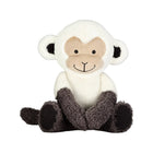 White Minky & Charcoal Boucle Plush Monkey Seated, Embroidered Face Detail - Charlie by Lambs & Ivy | Bambi Baby